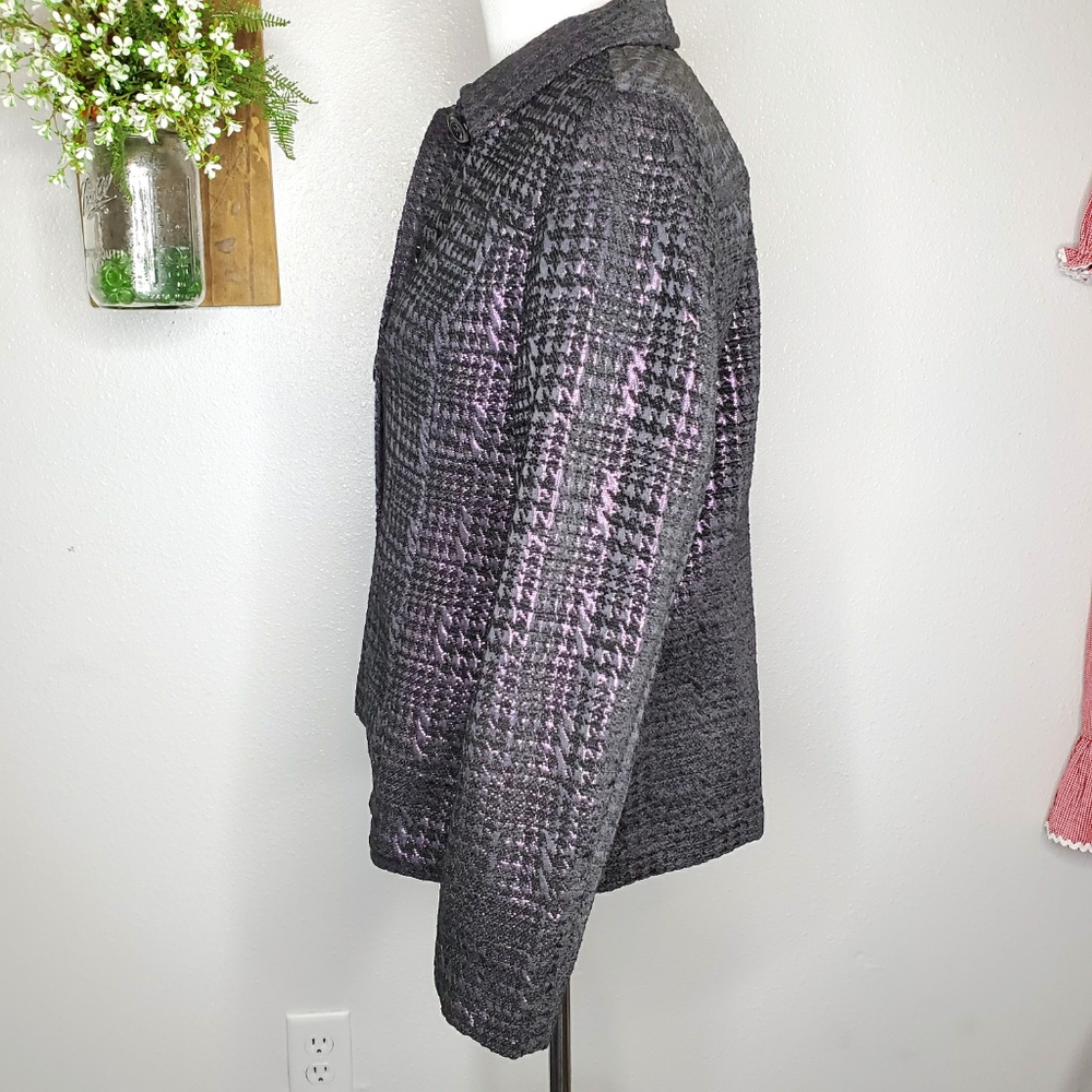 Chico's Additions Metallic Purple Black Jacket Med - Picture 5 of 9
